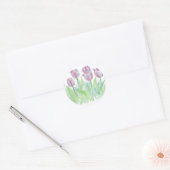 Sticker Rond Pastel Lavender Tulips Fleur Aquarelle Art (Enveloppe)