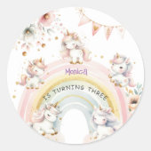 Sticker Rond Pastel magique Whimsical unicorn anniversaire de e (Devant)