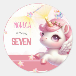 Sticker Rond Pastel magique Whimsical unicorn anniversaire de e