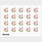 Sticker Rond Pastel Meadow Compagnons Baby shower fille (Feuille)