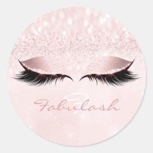 Sticker Rond Pastel Monogramme Nom Parties scintillant Rose Yeu