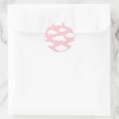 Sticker Rond Pastel Nuages Asthétique Blanc Et Rose Art (Sac)