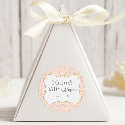 Sticker Rond Pastel Peach et Gold Géométrique