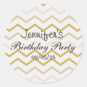 Sticker Rond Pastel Peach et Gold Zig Zag (Devant)