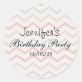 Sticker Rond Pastel Peach et Grey Zig Zag (Devant)