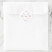 Sticker Rond Pastel Peonies Cadre Mariage Monogrammes (Sac)
