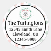 Sticker Rond Pastel Pine Cones Xmas Bénédictions Retour Adresse (Devant)