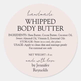 Sticker Rond Pastel Pink Body Butter Organic Business Classic