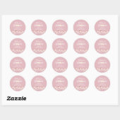 Sticker Rond Pastel Pink Boho Daisy Floral Baby En Fleur Douche (Feuille)