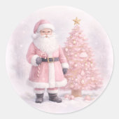 Sticker Rond Pastel Pink Christmas Santa  (Devant)