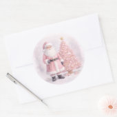 Sticker Rond Pastel Pink Christmas Santa  (Enveloppe)