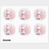 Sticker Rond Pastel Pink Christmas Santa  (Feuille)