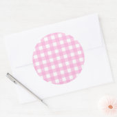 Sticker Rond Pastel Pink En vichy Motif (Enveloppe)