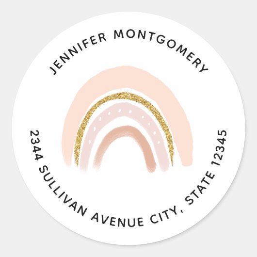 Sticker Rond Pastel Pink & Faux Parties scintillant Boho Rainbo (Devant)