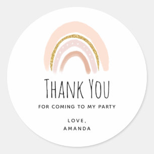 Sticker Rond Pastel Pink & Faux Parties scintillant Boho Rainbo