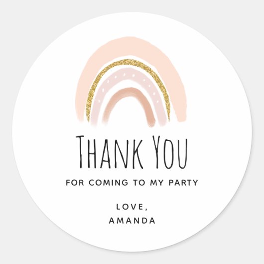 Sticker Rond Pastel Pink & Faux Parties scintillant Boho Rainbo (Devant)
