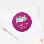 Sticker Rond Pastel Pink & Green Bouquet Floral Merci (Enveloppe)