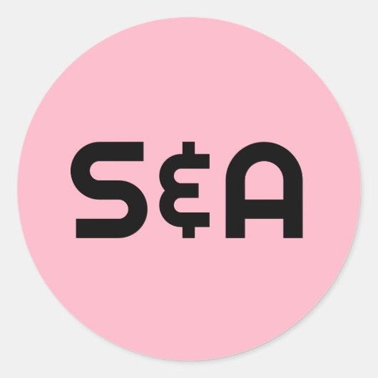 Sticker Rond Pastel Pink Retro Mariage monogramme (Devant)