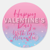 Sticker Rond Pastel Pink Scribble Hearts Heureuse Sainte-Valent (Devant)