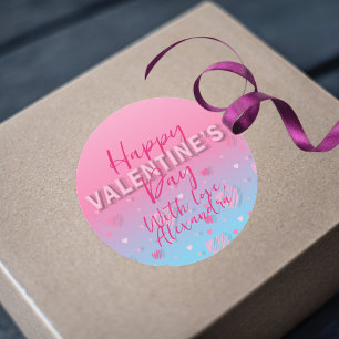 Sticker Rond Pastel Pink Scribble Hearts Heureuse Sainte-Valent
