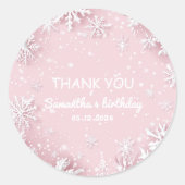 Sticker Rond Pastel Pink Winter Wonderland Snowflake (Devant)