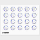 Sticker Rond Pastel Purple Aquarelle Florale | MARIAGE (Feuille)