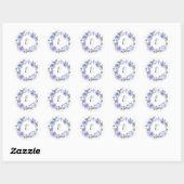 Sticker Rond Pastel Purple Aquarelle Florale | Monogramme (Feuille)