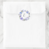 Sticker Rond Pastel Purple Aquarelle Florale | Monogramme (Sac)