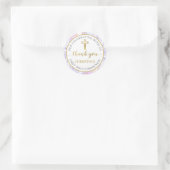 Sticker Rond Pastel Purple Or Floral Première Sainte Communion (Sac)