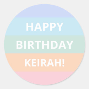 Sticker Rond Pastel Rainbow Color Block Stripes Anniversaire No
