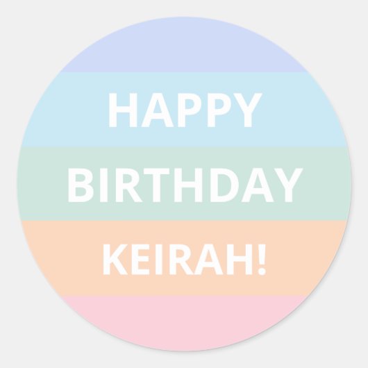 Sticker Rond Pastel Rainbow Color Block Stripes Anniversaire No (Devant)