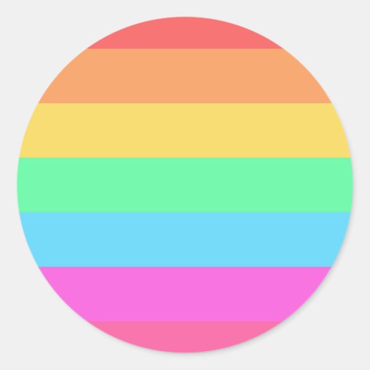 Sticker Rond Pastel Rainbow Color Strips Design (Devant)