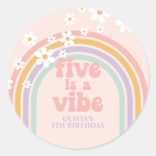Sticker Rond Pastel rainbow Five est une ambiance de 5e anniver