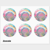 Sticker Rond Pastel Rainbow Flowers Retro Merci d'anniversaire (Feuille)