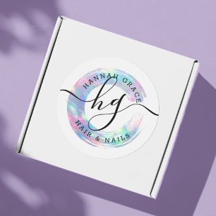 Sticker Rond Pastel Rainbow Paint Swash Logo Personnalisé Chic