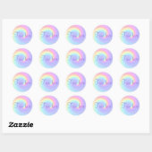 Sticker Rond Pastel Rainbow Swirl Lesbian Mariage "True Love" (Feuille)