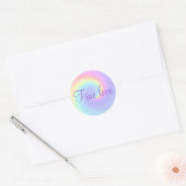 Sticker Rond Pastel Rainbow Swirl Lesbian Mariage "True Love" (Enveloppe)