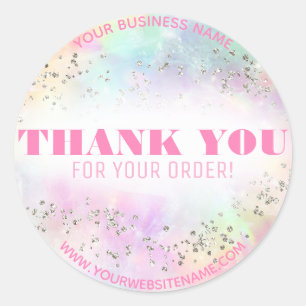 Sticker Rond Pastel Rainbow Vibrant Merci Commande Fair Vendeur