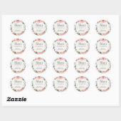 Sticker Rond Pastel Red Rose Floral 80e anniversaire Merci (Feuille)