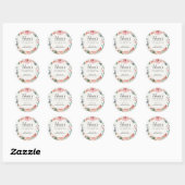 Sticker Rond Pastel Red Rose Floral 90e anniversaire Merci (Feuille)