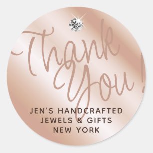 Sticker Rond Pastel Rose Coral Shimmery Sparkle Merci Tags