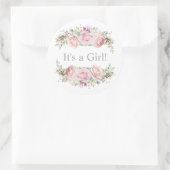 Sticker Rond Pastel Rose Roses C'est une fille (Sac)