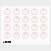 Sticker Rond Pastel rose ruban bébé fille douche merci (Feuille)