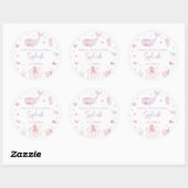 Sticker Rond Pastel rose sous la mer Anniversaire Merci (Feuille)