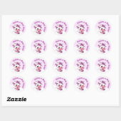 Sticker Rond Pastel Rose Violet Vache Blanc Cloud Merci (Feuille)