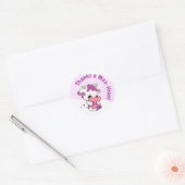 Sticker Rond Pastel Rose Violet Vache Blanc Cloud Merci (Enveloppe)