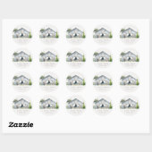 Sticker Rond Pastel Rustic Dusky Barnyard Farm Mariage à thème (Feuille)