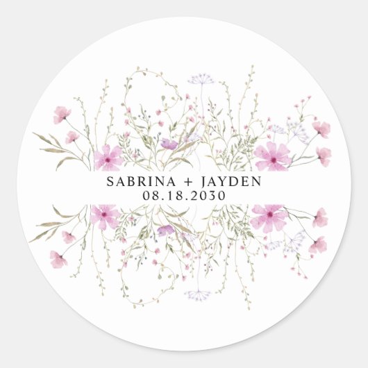 Sticker Rond Pastel Shade Blush rose Mariage floral (Devant)