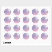 Sticker Rond Pastel Starry Sky rose violet dégradé Lune Galaxie (Feuille)