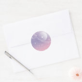 Sticker Rond Pastel Starry Sky rose violet dégradé Lune Galaxie (Enveloppe)